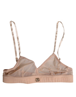 Powder Pink Nylon DG Logo Non Wire Bra Underwear Dolce & Gabbana