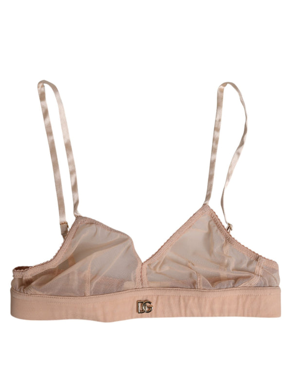 Powder Pink Nylon DG Logo Non Wire Bra Underwear Dolce & Gabbana