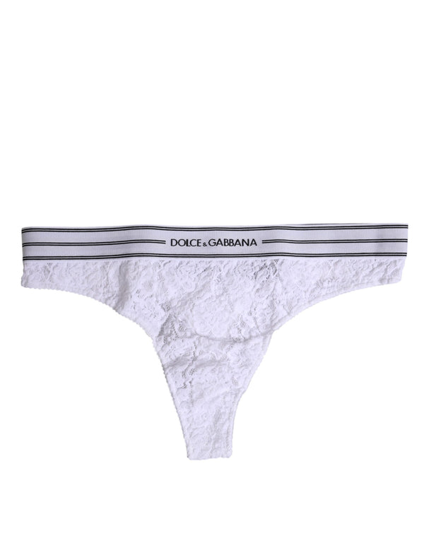 White Nylon Floral Lace Bottom Panty Underwear Dolce & Gabbana