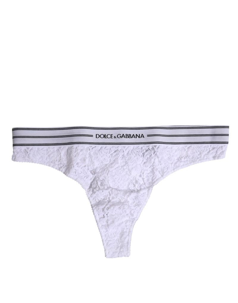 White Nylon Floral Lace Bottom Panty Underwear Dolce & Gabbana