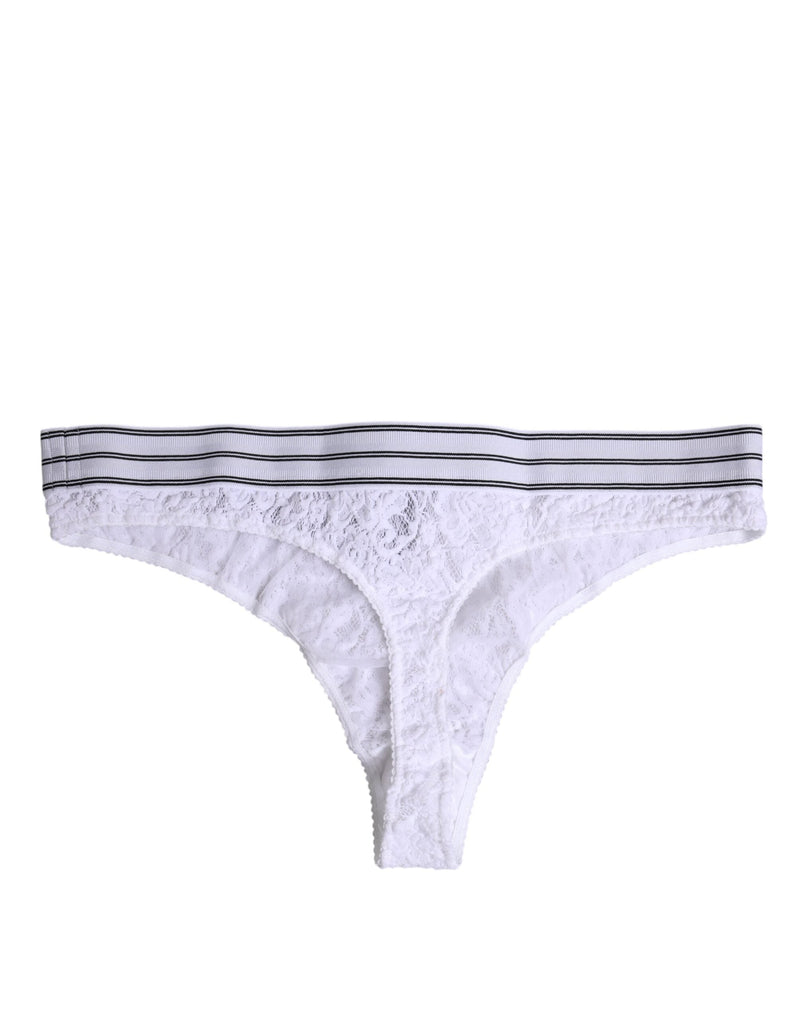 White Nylon Floral Lace Bottom Panty Underwear Dolce & Gabbana
