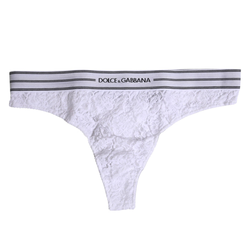 White Nylon Floral Lace Bottom Panty Underwear Dolce & Gabbana