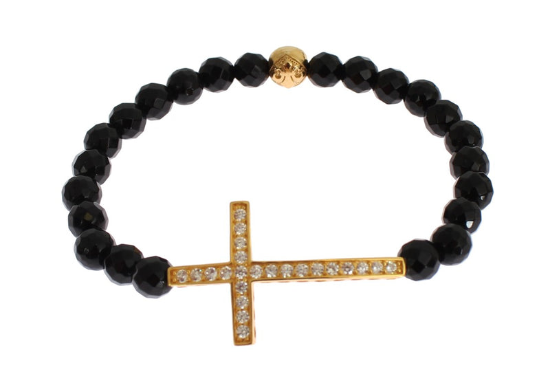 Gold Plated Sterling Bracelet with CZ Diamond Cross Nialaya