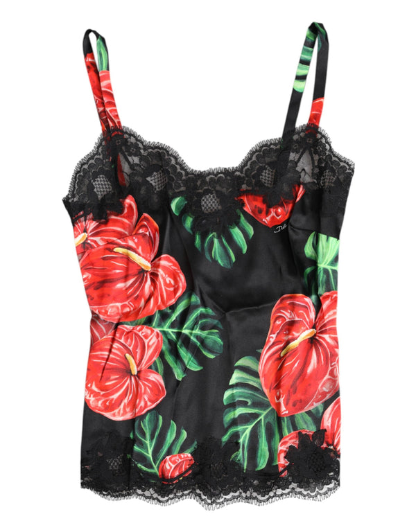 Multicolor Floral Silk Tank Lingerie Underwear Dolce & Gabbana