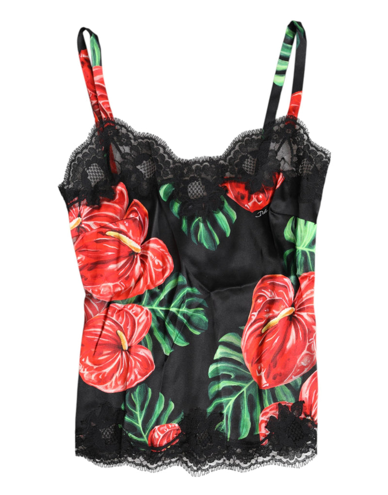 Multicolor Floral Silk Tank Lingerie Underwear Dolce & Gabbana