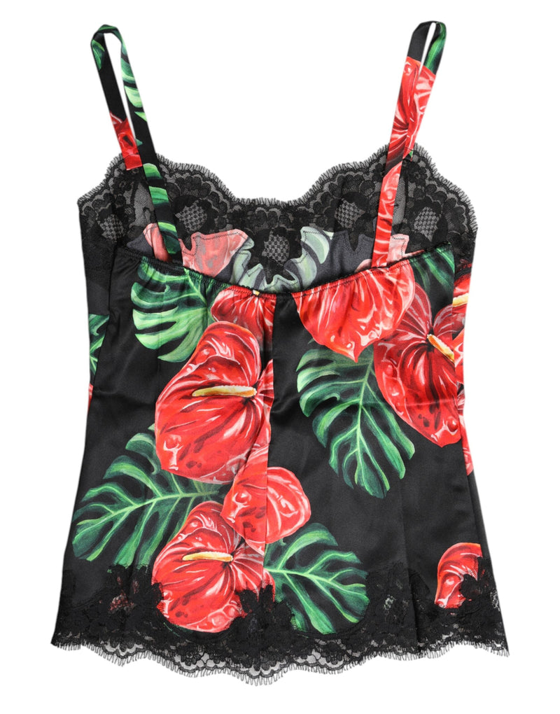 Multicolor Floral Silk Tank Lingerie Underwear Dolce & Gabbana