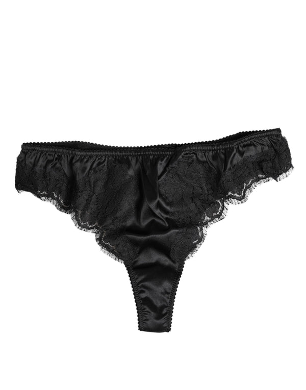Black Silk Lace Stretch Bikini Panty Underwear Dolce & Gabbana