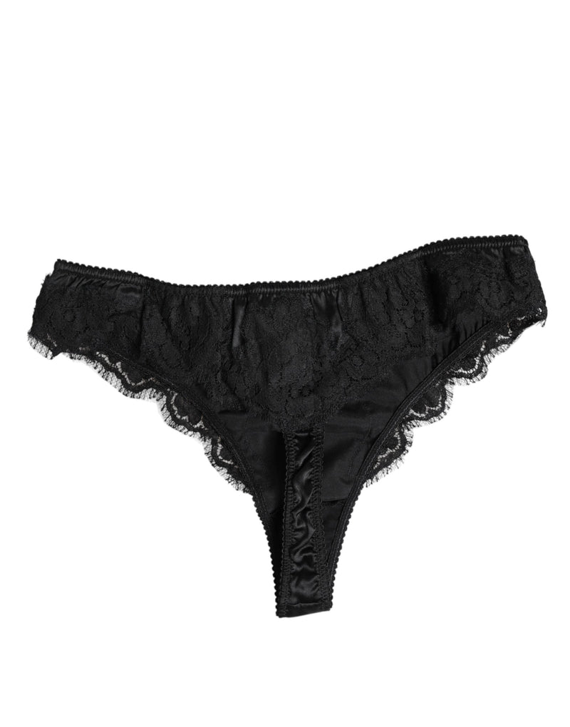 Black Silk Lace Stretch Bikini Panty Underwear Dolce & Gabbana