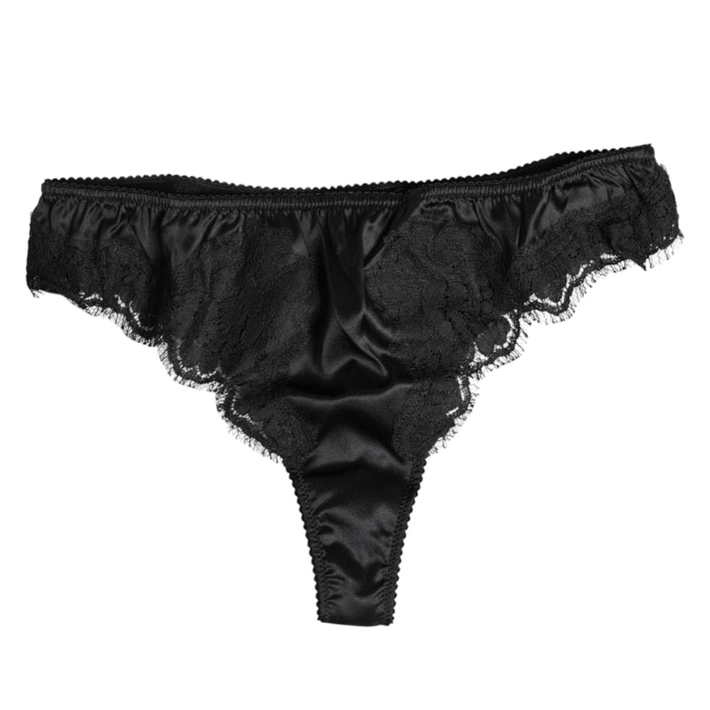Black Silk Lace Stretch Bikini Panty Underwear Dolce & Gabbana