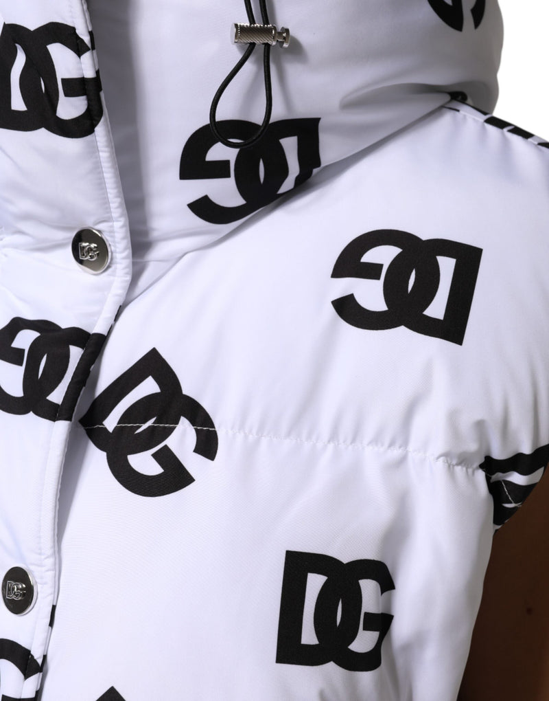 White Black DG Mania Polyester Puffer Jacket Dolce & Gabbana