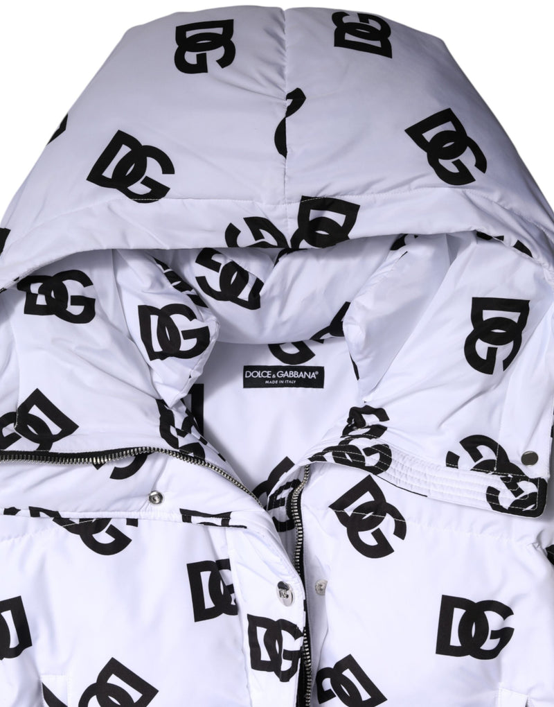 White Black DG Mania Polyester Puffer Jacket Dolce & Gabbana