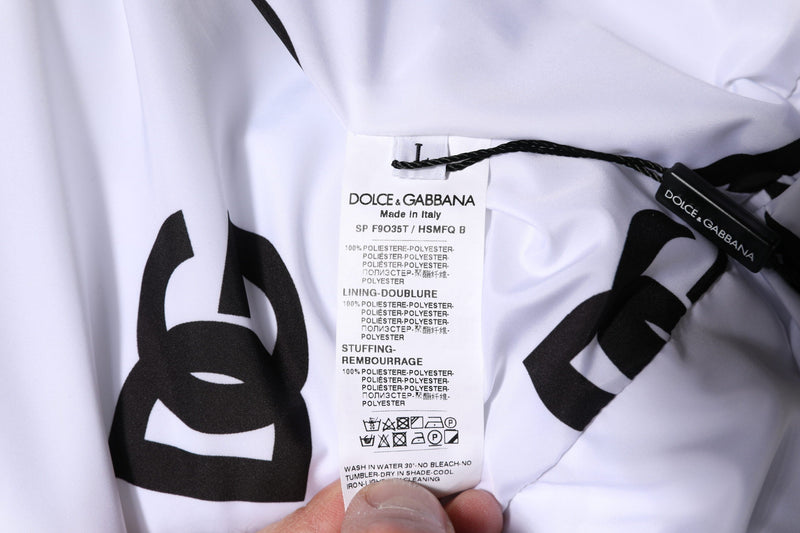 White Black DG Mania Polyester Puffer Jacket Dolce & Gabbana
