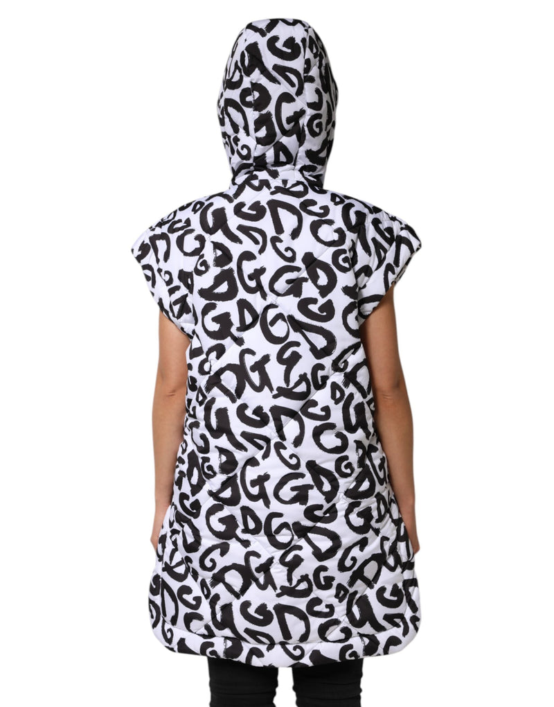 White DG Mania Hooded Sleeveless Puffer Jacket Dolce & Gabbana