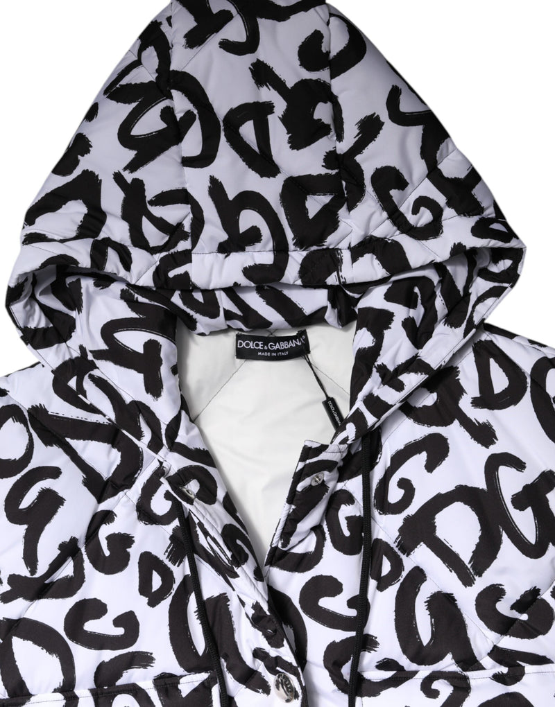 White DG Mania Hooded Sleeveless Puffer Jacket Dolce & Gabbana