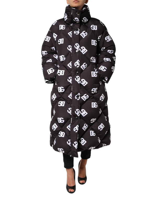 Black DG Mania Puffer Quilted Long Coat Jacket Dolce & Gabbana