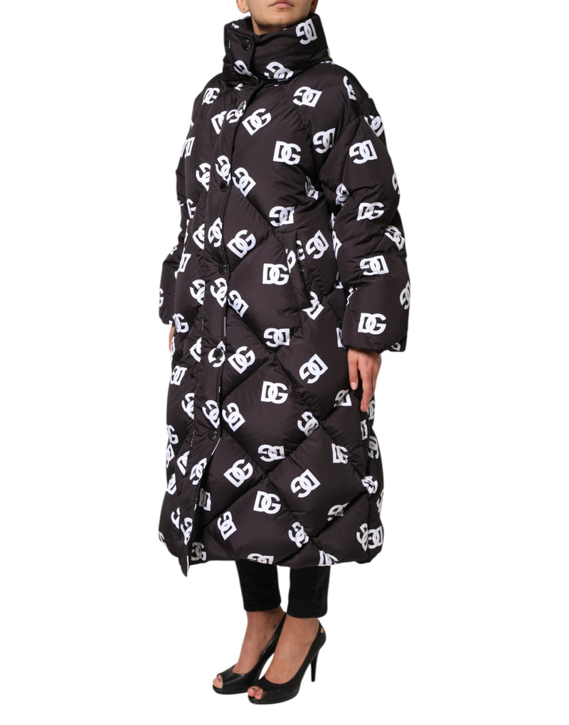 Black DG Mania Puffer Quilted Long Coat Jacket Dolce & Gabbana