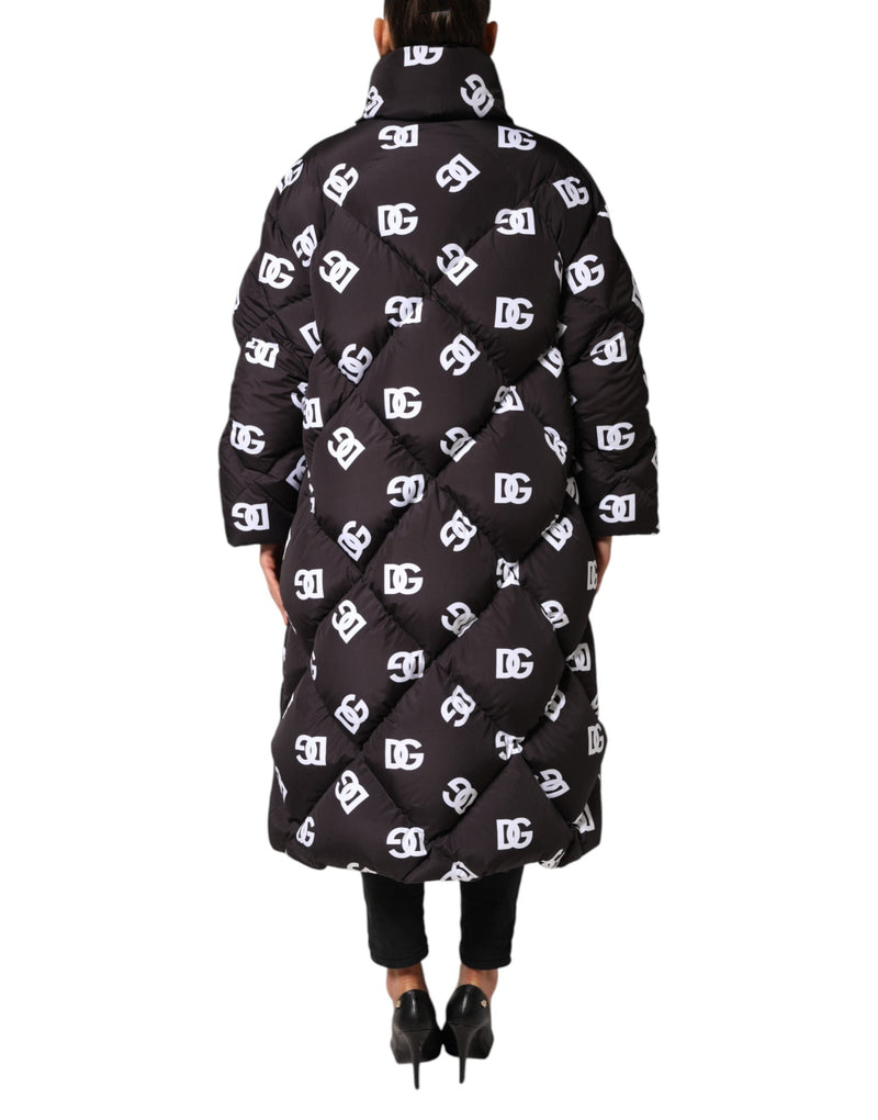 Black DG Mania Puffer Quilted Long Coat Jacket Dolce & Gabbana