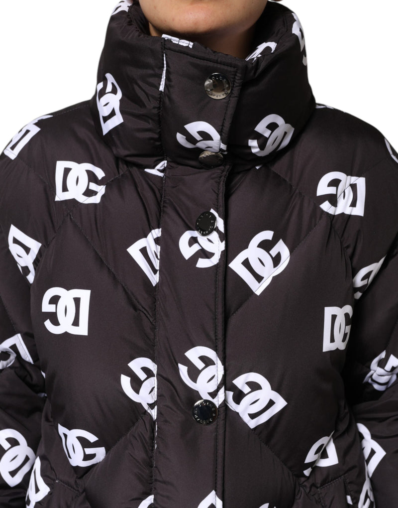 Black DG Mania Puffer Quilted Long Coat Jacket Dolce & Gabbana