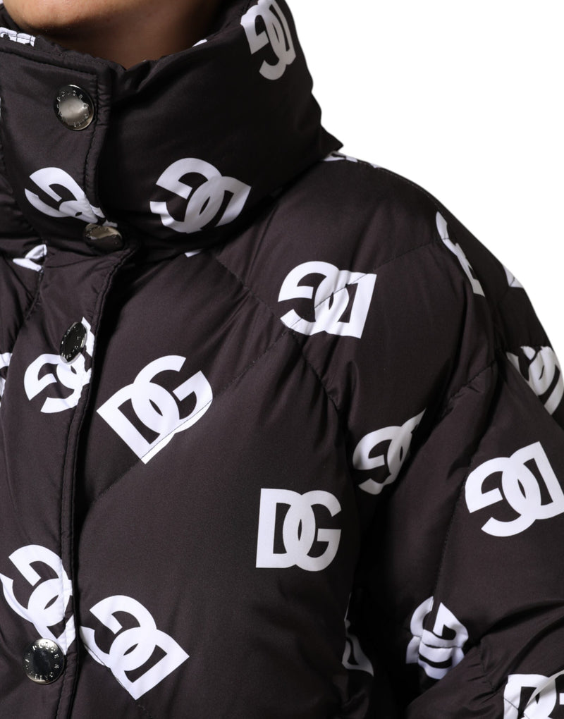 Black DG Mania Puffer Quilted Long Coat Jacket Dolce & Gabbana