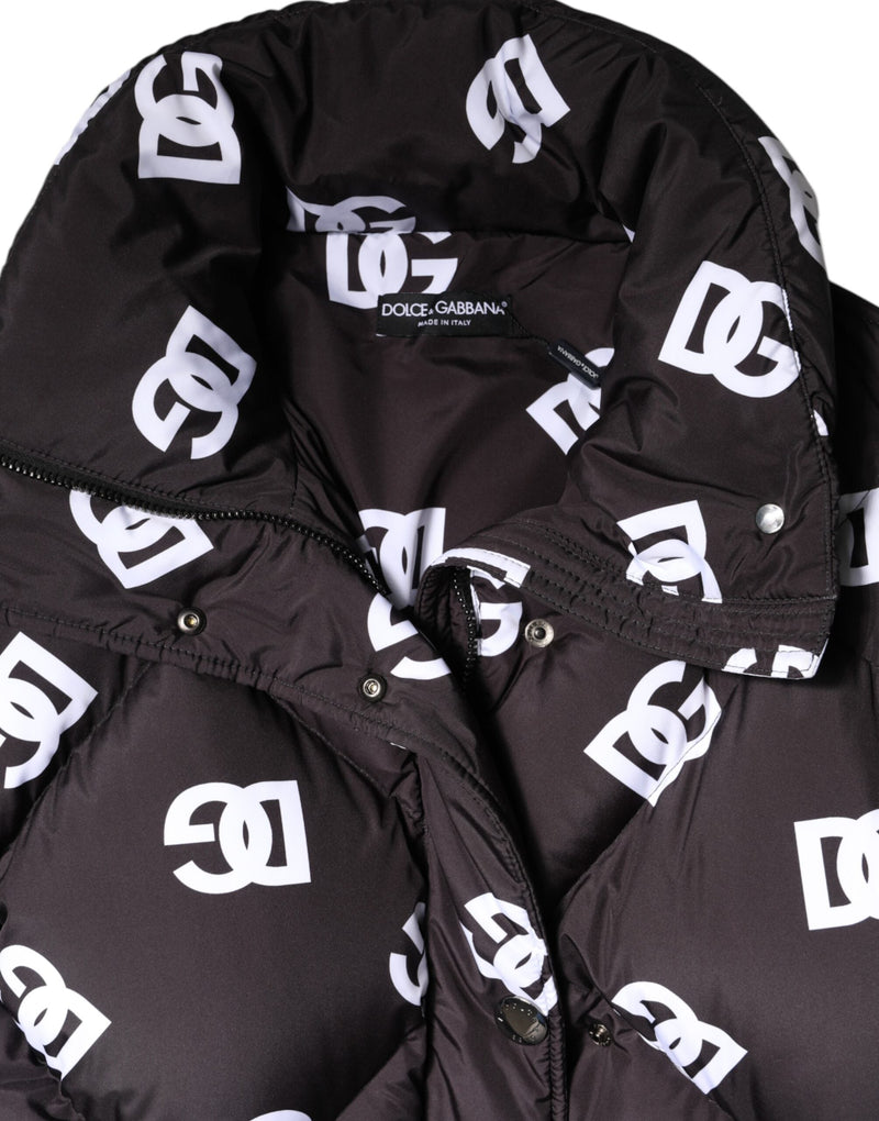 Black DG Mania Puffer Quilted Long Coat Jacket Dolce & Gabbana