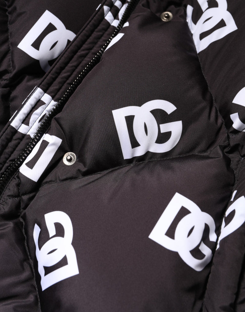 Black DG Mania Puffer Quilted Long Coat Jacket Dolce & Gabbana