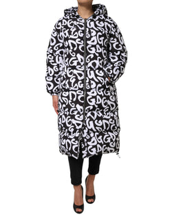 Black White DG Mania Hooded Long Coat Jacket Dolce & Gabbana