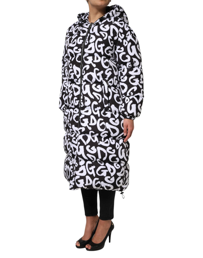 Black White DG Mania Hooded Long Coat Jacket Dolce & Gabbana