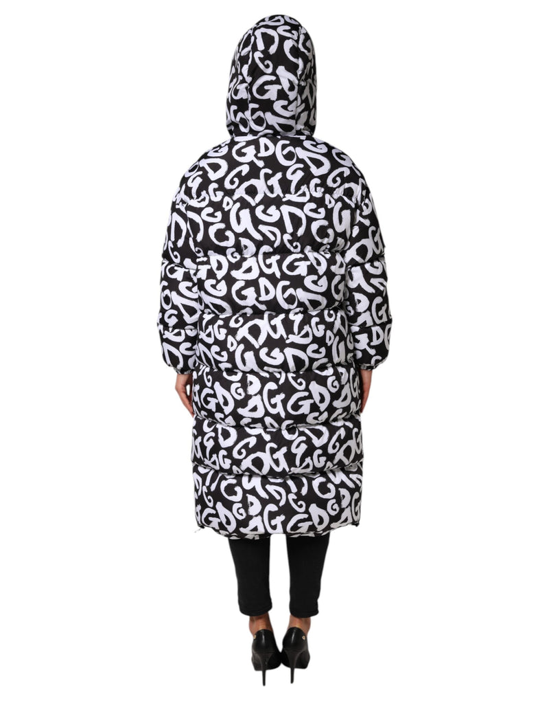 Black White DG Mania Hooded Long Coat Jacket Dolce & Gabbana