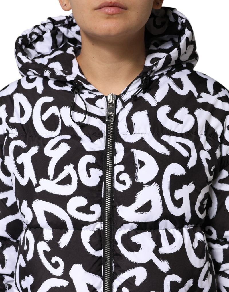 Black White DG Mania Hooded Long Coat Jacket Dolce & Gabbana