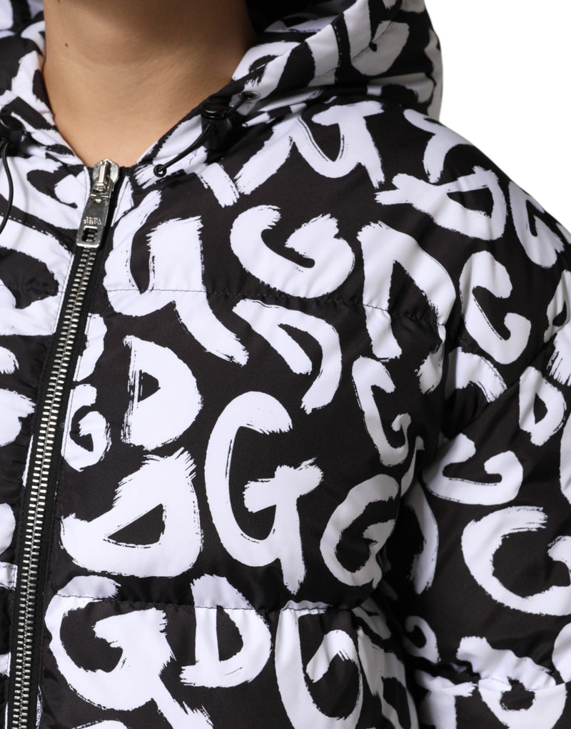 Black White DG Mania Hooded Long Coat Jacket Dolce & Gabbana