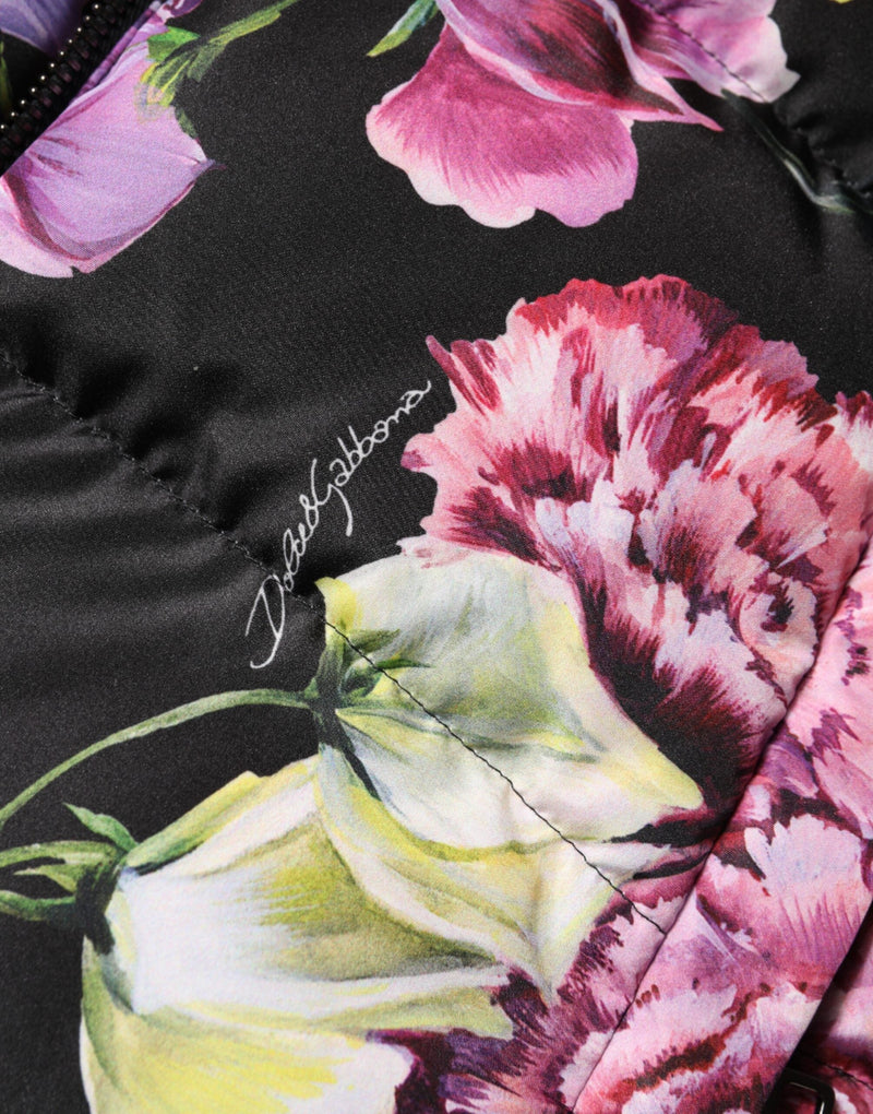 Multicolor Floral Hooded Puffer Quilted Jacket Dolce & Gabbana