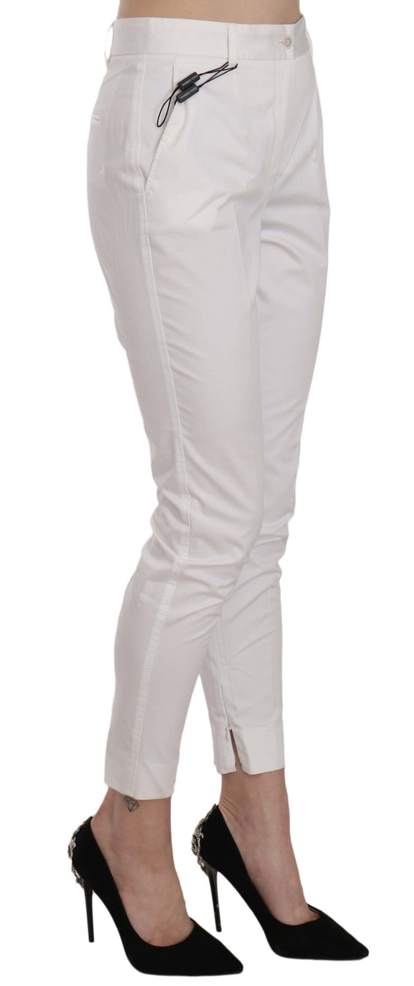 Elegant White Cotton Blend Trousers Dolce & Gabbana