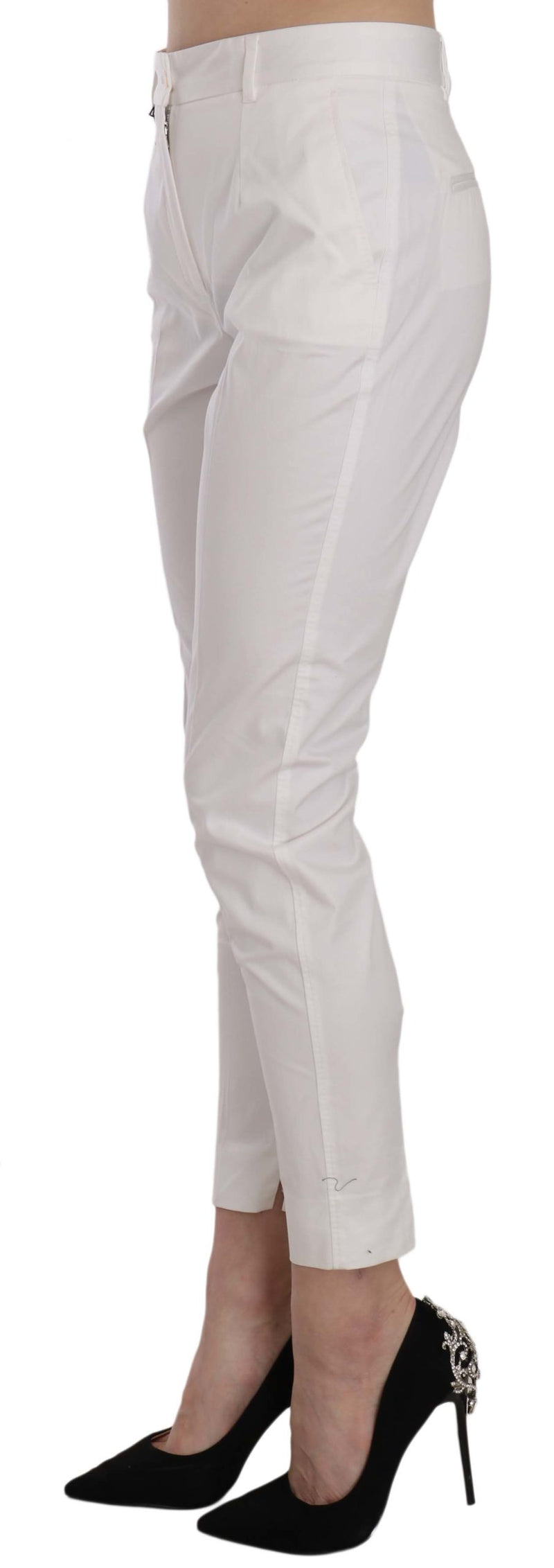 Elegant White Cotton Blend Trousers Dolce & Gabbana