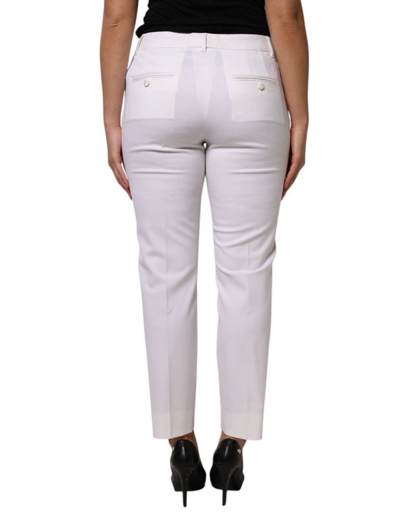 White Wool Mid Waist Tapered Pants Dolce & Gabbana