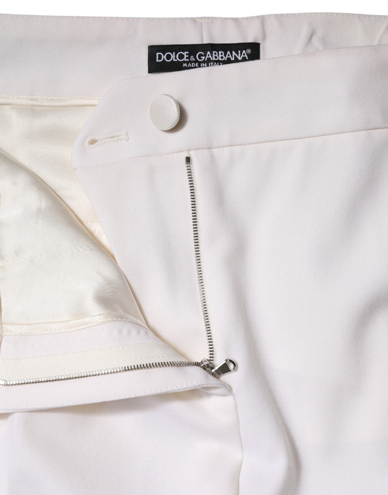 White Wool Mid Waist Tapered Pants Dolce & Gabbana