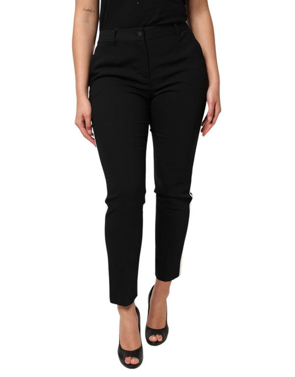 Black Wool High Waist Tapered Pants Dolce & Gabbana