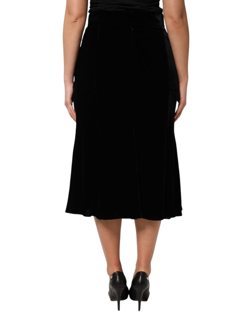 Black High Waist Fit Flared Midi Skirt Dolce & Gabbana