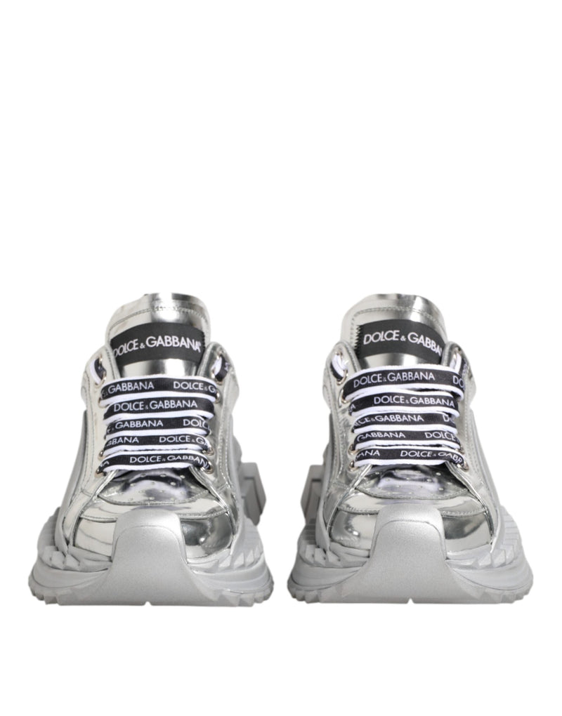 Silver Leather Super Queen Sneakers Shoes Dolce & Gabbana