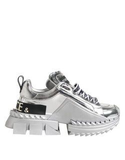 Silver Leather Super Queen Sneakers Shoes Dolce & Gabbana