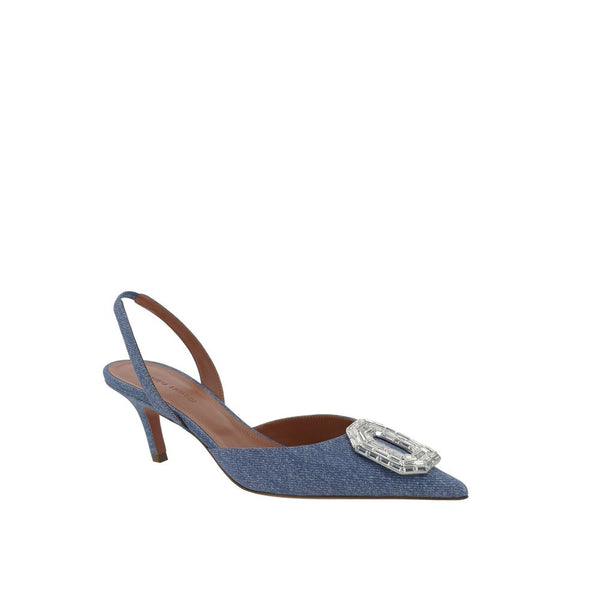 Camelia Sling 60 Printed Denim Pumps Amina Muaddi
