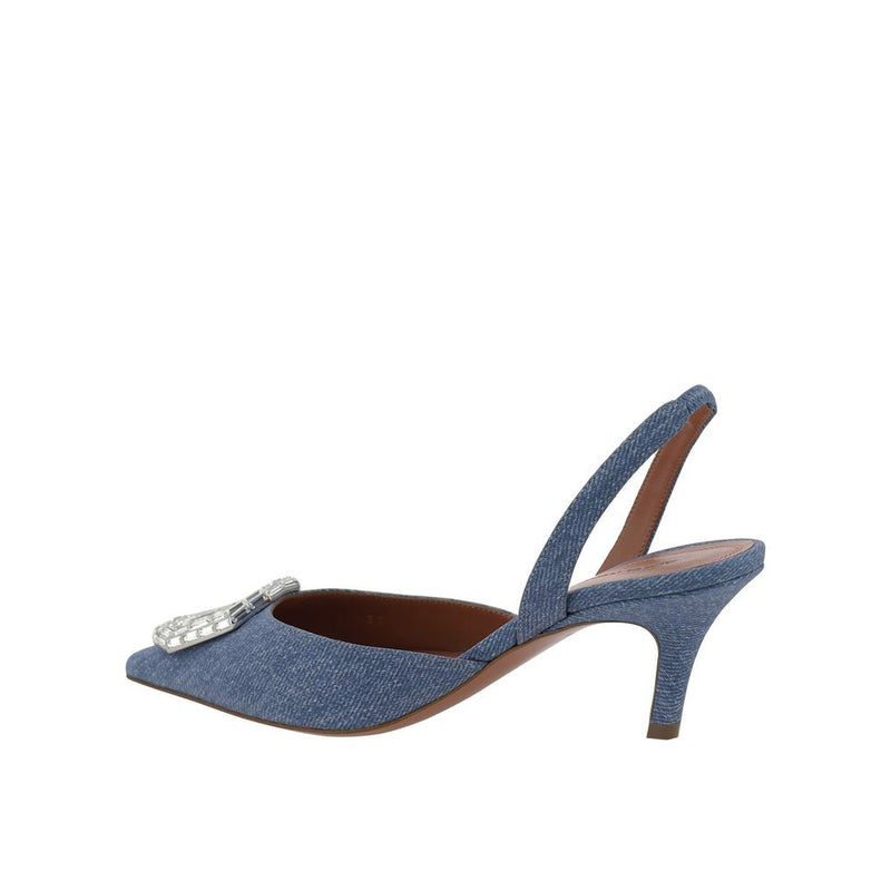 Camelia Sling 60 Printed Denim Pumps Amina Muaddi