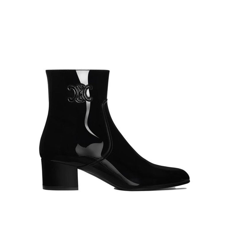 Triomphe Zipped Leather Boots Celine