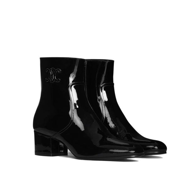 Triomphe Zipped Leather Boots Celine