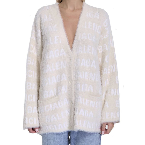 Wool Blend Jacquard Cardigan Balenciaga
