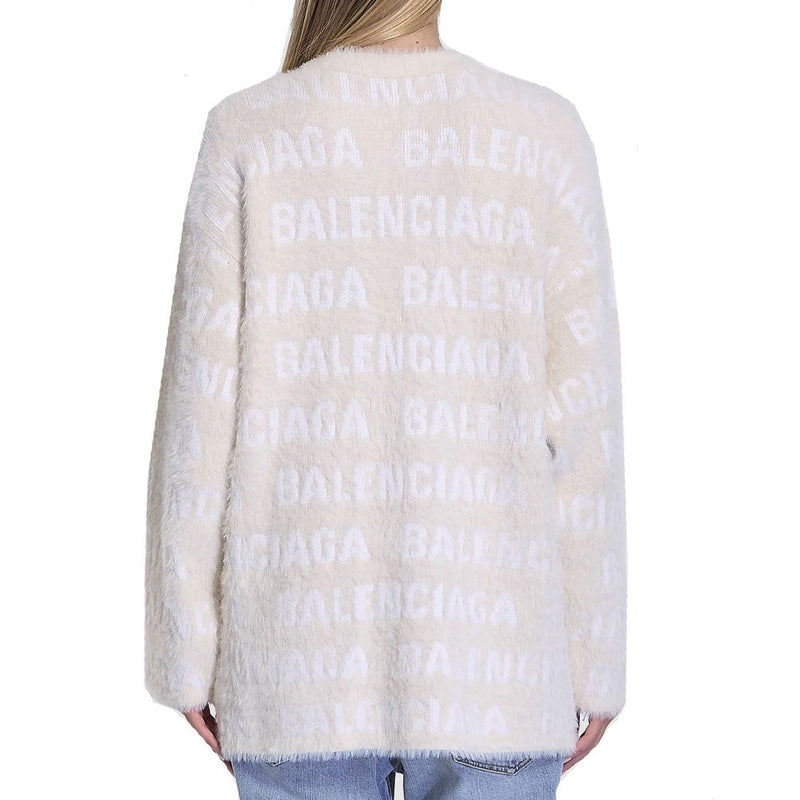Wool Blend Jacquard Cardigan Balenciaga