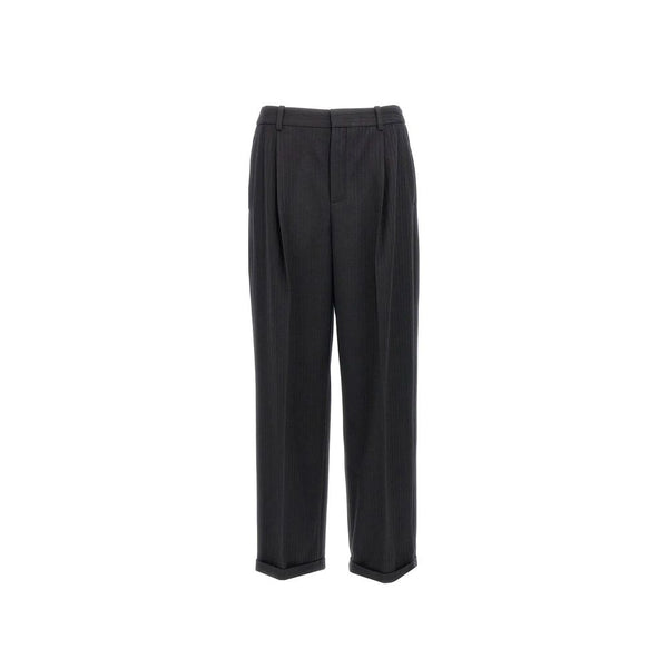 Cashmere And Wool Flannel 90'S Striped Pants Saint Laurent