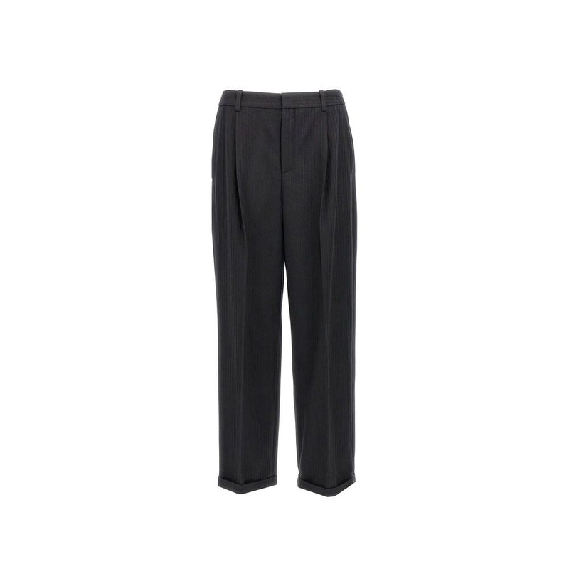 Cashmere And Wool Flannel 90'S Striped Pants Saint Laurent