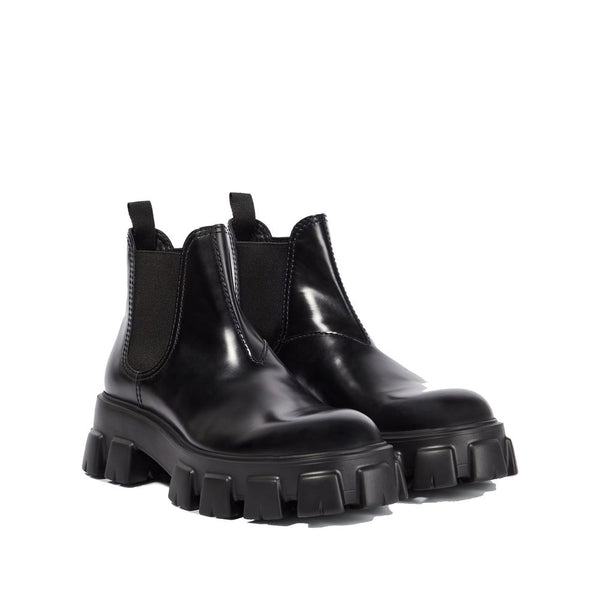 Monolith Leather Ankle Boots Prada