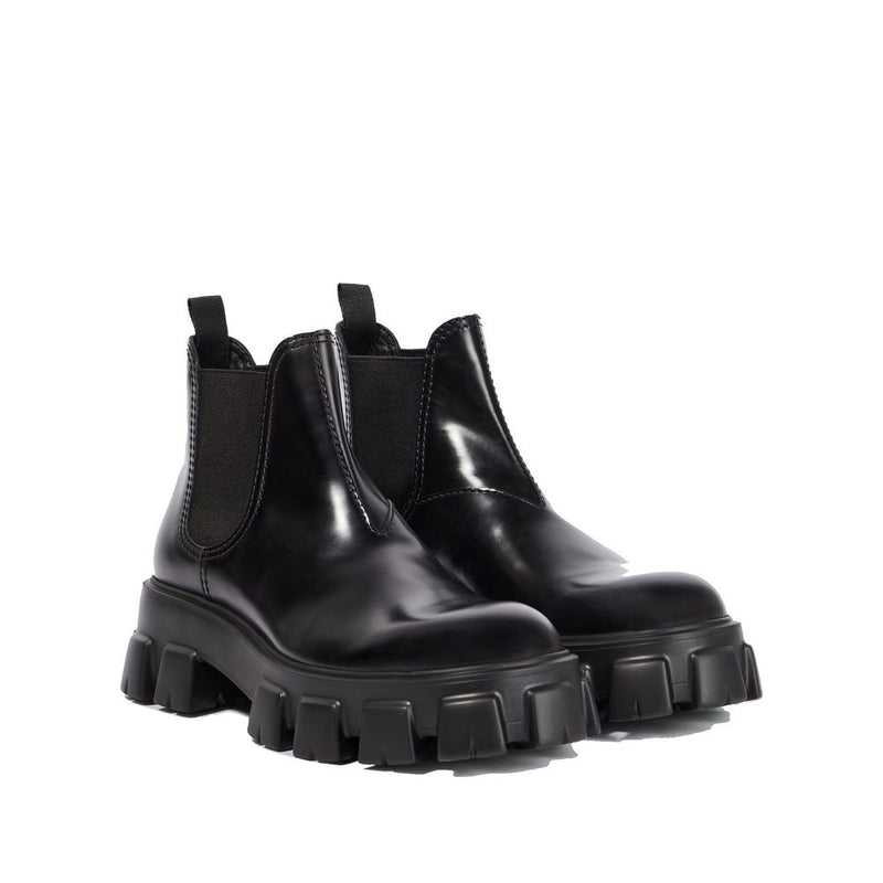 Monolith Leather Ankle Boots Prada