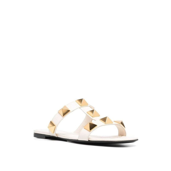 Roman Stud Leather Flat Sandals Valentino Garavani